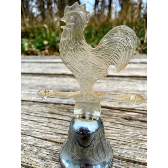 Vintage Small Decor Bell Lucite Rooster, Chicken Farmhouse Dinner Bell - Picture 7 of 10